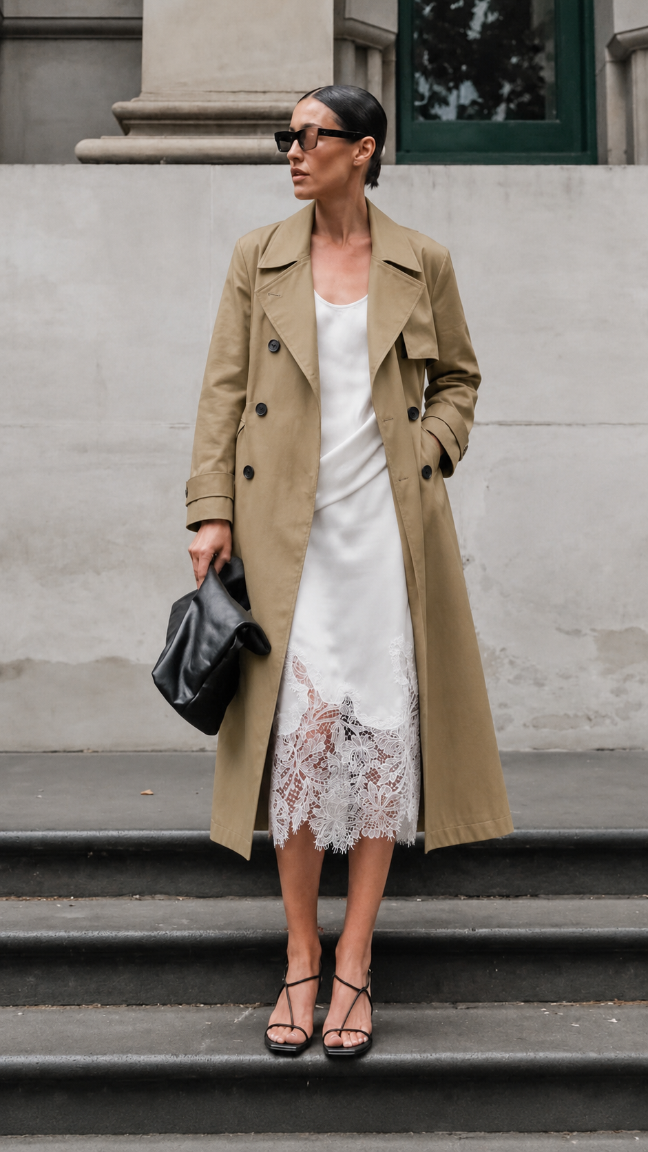 Double Breasted Trench Coat - Sand